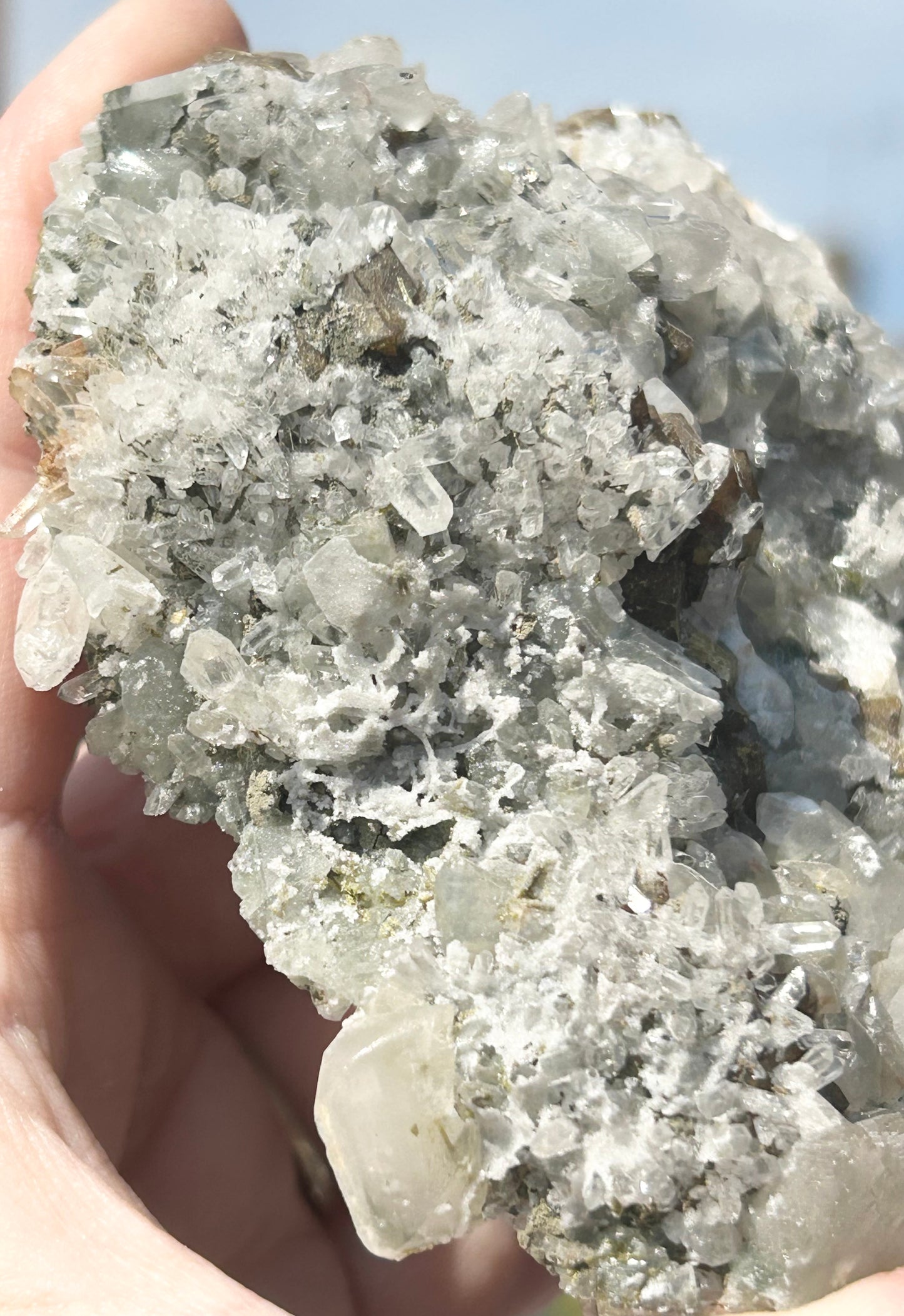 Rare Anhydrite Nica Old Stock w/ Gold & White Calcite, Needle Quartz Heart 🤍 Shape Mined 1980s From Nica Mine, Chihuahua, Mexico 🇲🇽 40 Year Old Stock #3