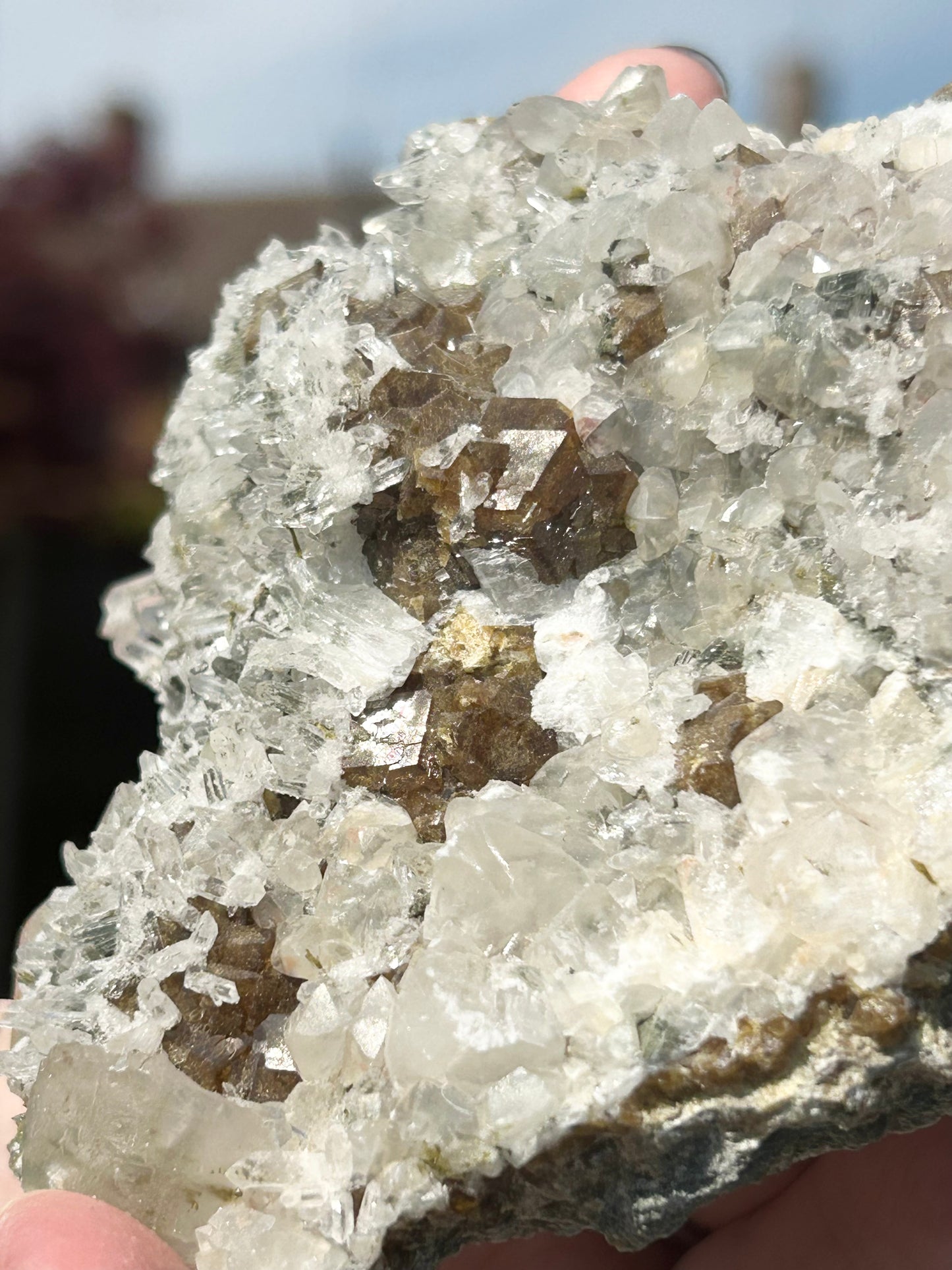 Rare Anhydrite Nica Old Stock w/ Gold & White Calcite, Needle Quartz Heart 🤍 Shape Mined 1980s From Nica Mine, Chihuahua, Mexico 🇲🇽 40 Year Old Stock #3