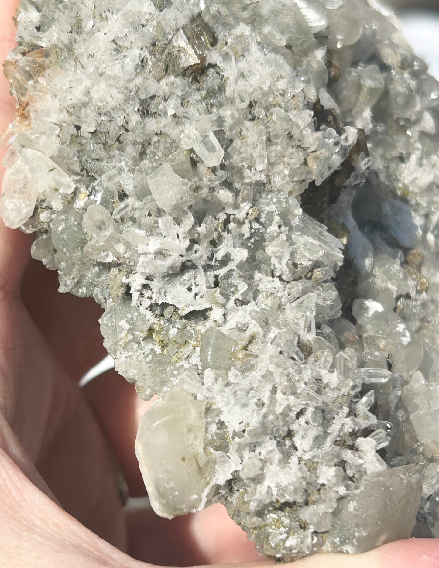 Rare Anhydrite Nica Old Stock w/ Gold & White Calcite, Needle Quartz Heart 🤍 Shape Mined 1980s From Nica Mine, Chihuahua, Mexico 🇲🇽 40 Year Old Stock #3