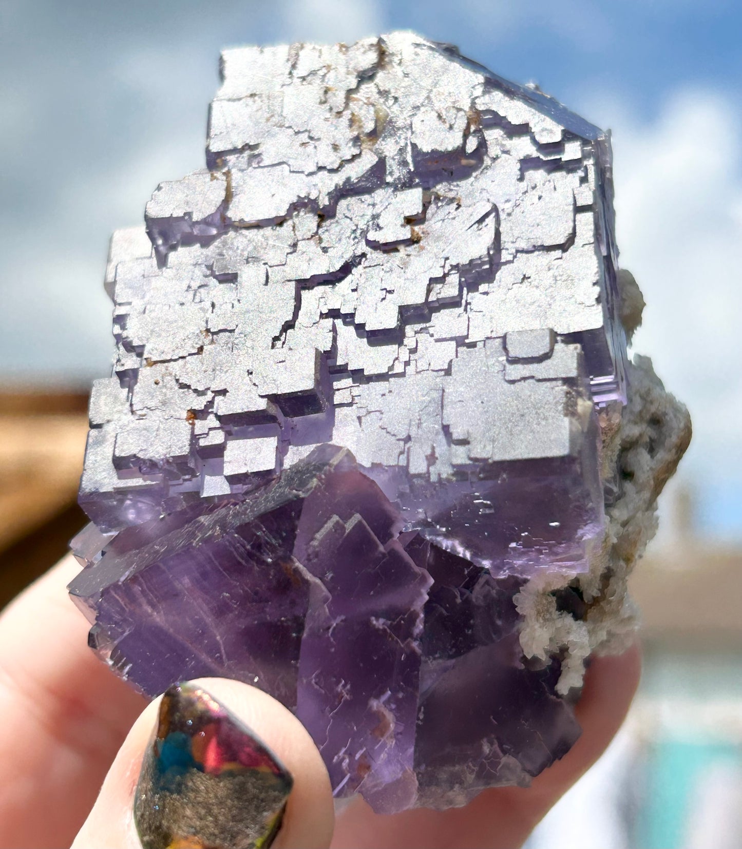 Blue-Purple Step Fluorite XL from Berbes Quarry, Berbes Mining Area, Ribadesella, Asturias, Spain 🇪🇸 (Closed Quarry - Mined in 1980s) #1 High Quality