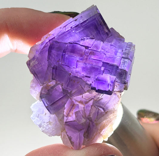 Blue-Purple Step Fluorite from Berbes Quarry, Berbes Mining Area, Ribadesella, Asturias, Spain ๐ช๐ธ (Closed Quarry - Mined in 1980s) #4 High Quality