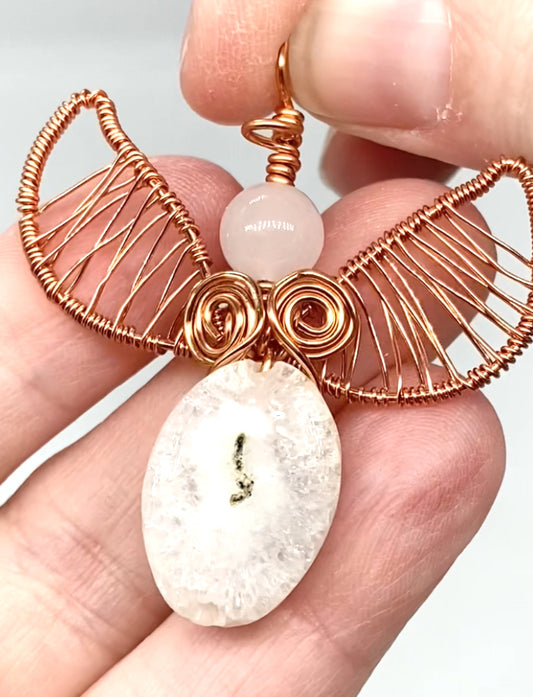 Guardian Angel πΌ Silver Plated With Genuine Gemstones Handmade Medium Pendant/ Decoration With Cord Necklace