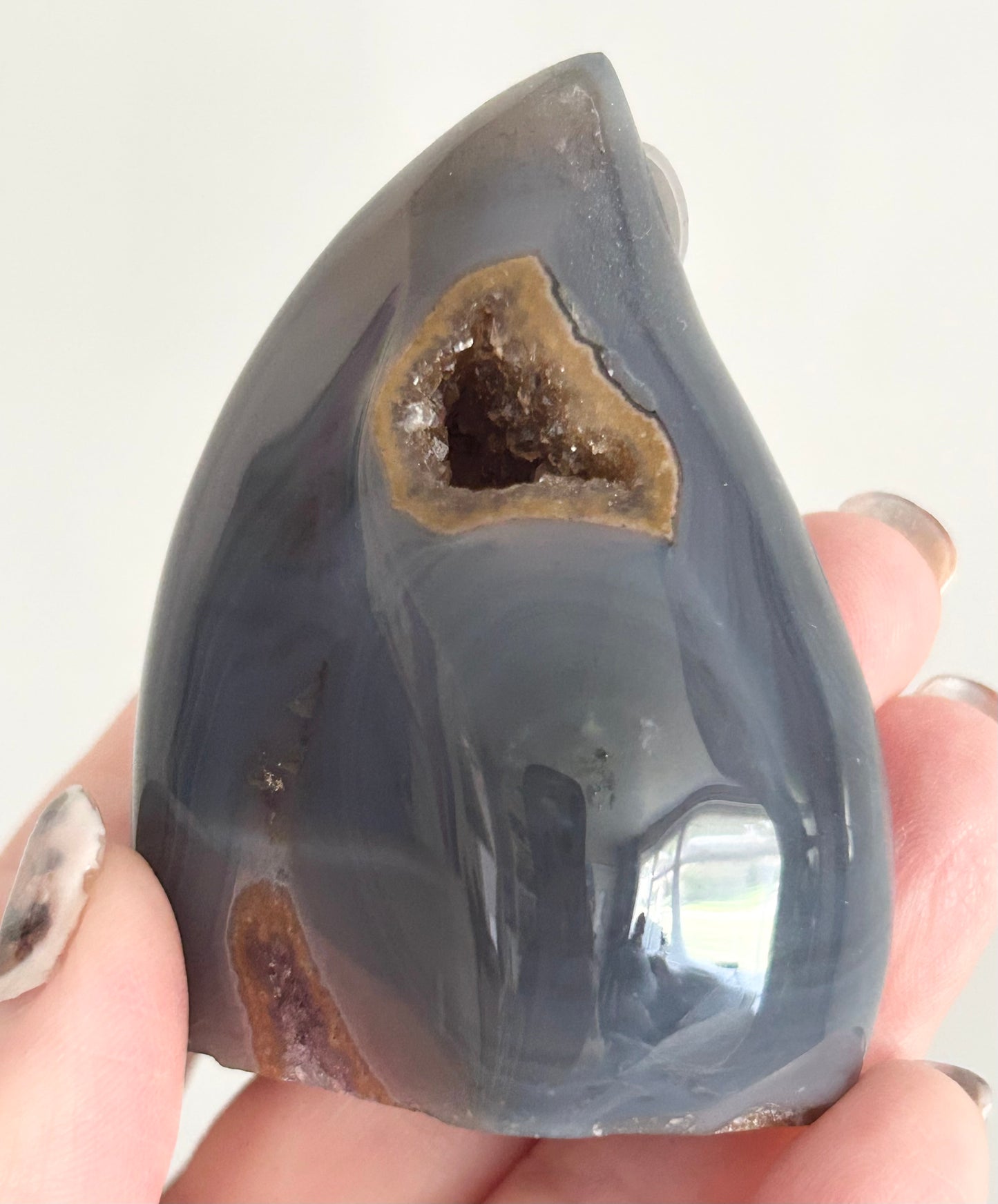 Red & Purple Amethyst with Grey Agate Small Flame 🔥 Polished from Uruguay 🇺🇾