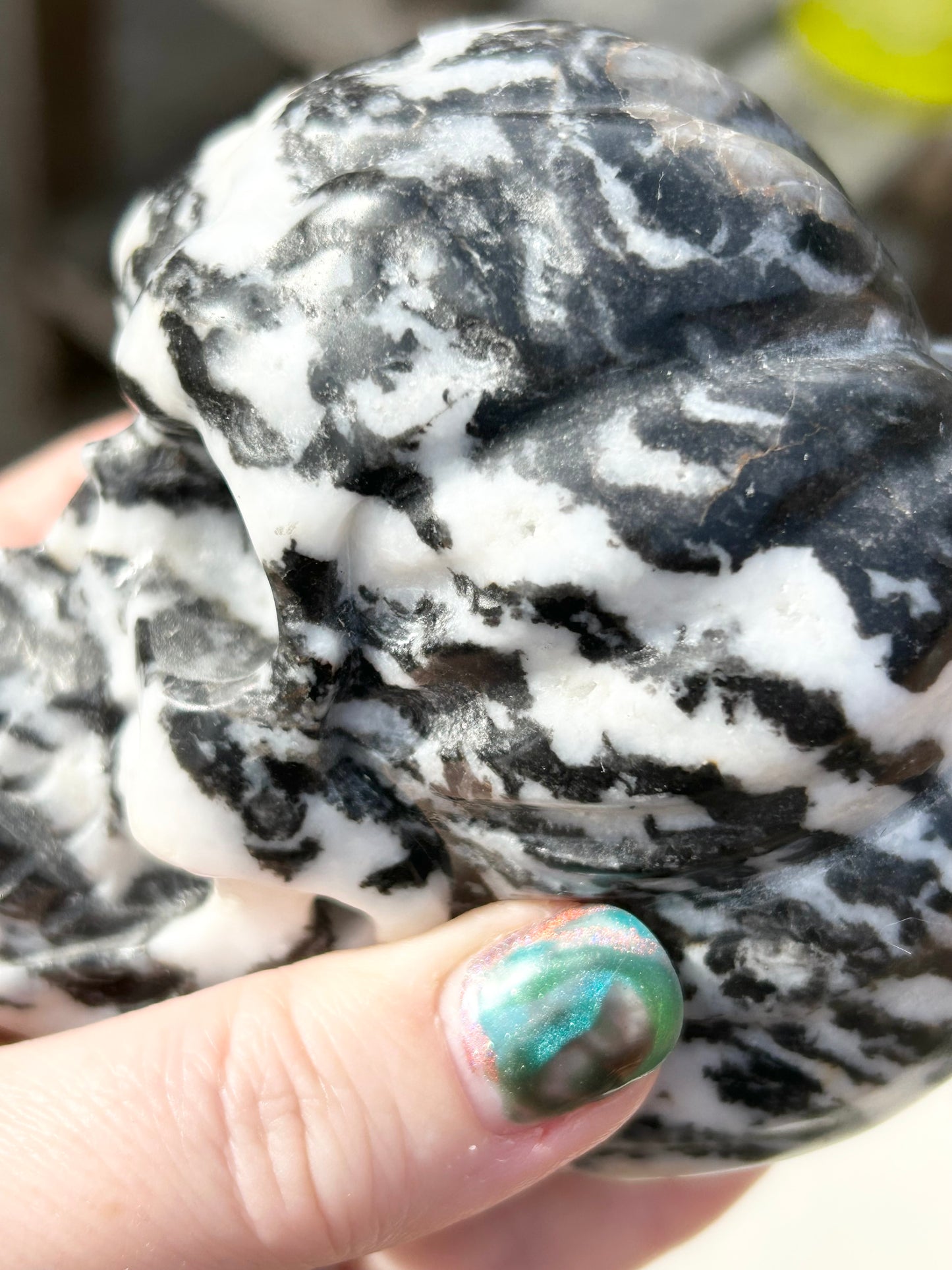 Zebra 🦓 Jasper Extra Large Pumpkin 🎃 Skull Carving 0.916 kg