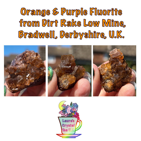 Orange & Purple Fluorite from Dirt Rake Low Mine, Bradwell, Derbyshire, U.K. (Closed Mine - Old Stock - Independently Mined) - Pick Your Specimen