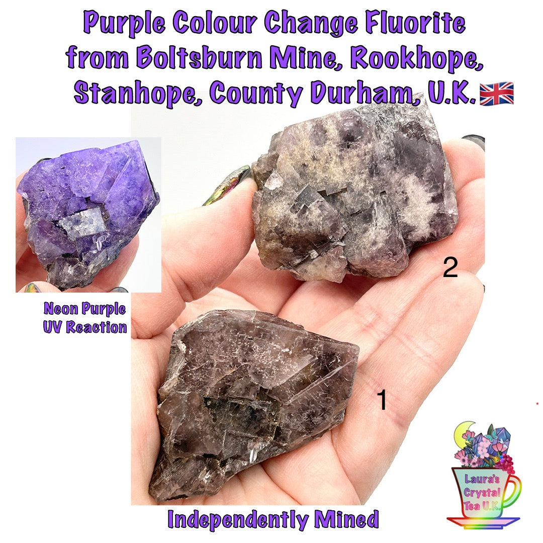 Purple Colour Change Fluorite From Boltsburn Mine, Rookhope, Stanhope, County Durham, U.K. (Independently Mined) - Pick Your Specimen