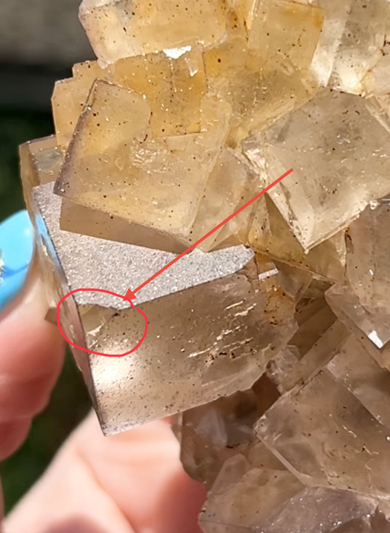 Clear/ White Fluorite With Iron Inclusions & Navy Blue/ Purple plus Iron Wash Medium #1 From Paul’s Pocket, Gillhead Mine, Harrogate, North Yorkshire, U.K. 🇬🇧