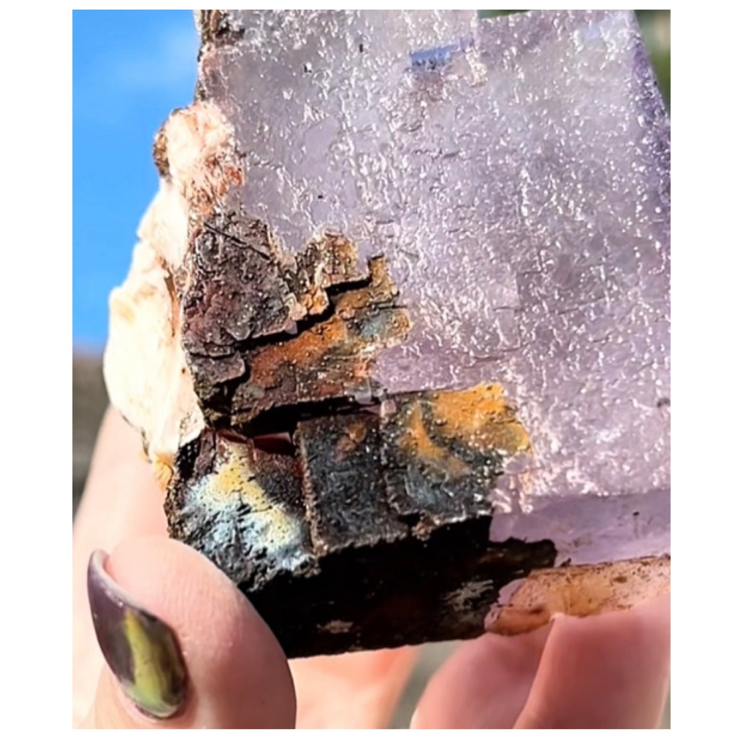 Moroccan Purple Fluorite Large Cube with Iridescent Goethite & Barite from Morocco 🇲🇦