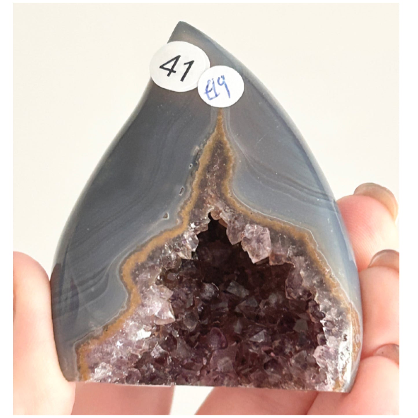 Red & Purple Amethyst with Grey Agate Small Flame 🔥 Polished from Uruguay 🇺🇾
