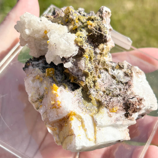 Yellow Wulfenite with Mimetite on Calcite & Feldspar XL from La Morta Mine, Chihuahua, Mexico 🇲🇽 #6