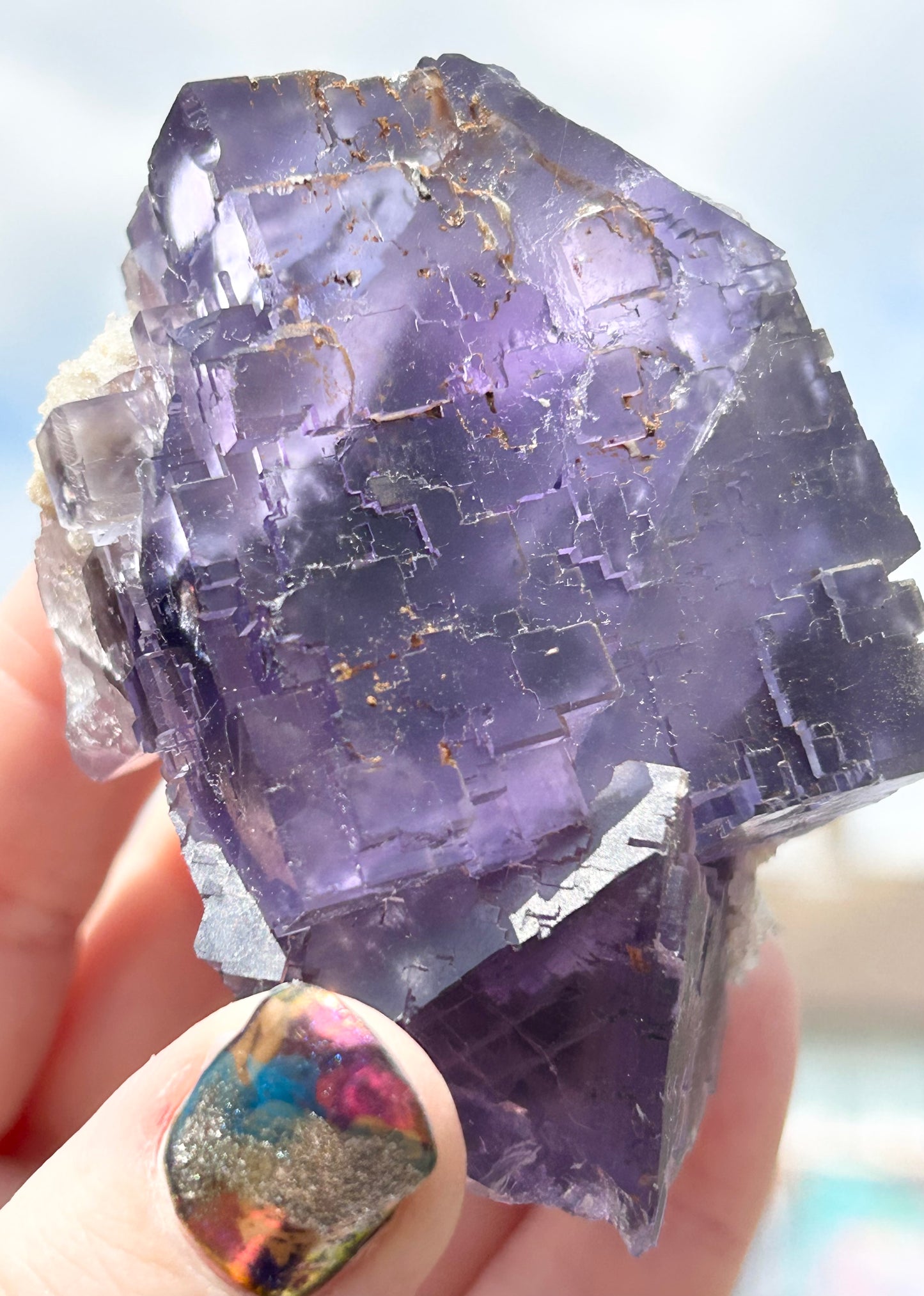Blue-Purple Step Fluorite XL from Berbes Quarry, Berbes Mining Area, Ribadesella, Asturias, Spain 🇪🇸 (Closed Quarry - Mined in 1980s) #1 High Quality
