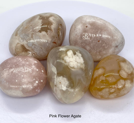 Pink Flower Agate Tumbles